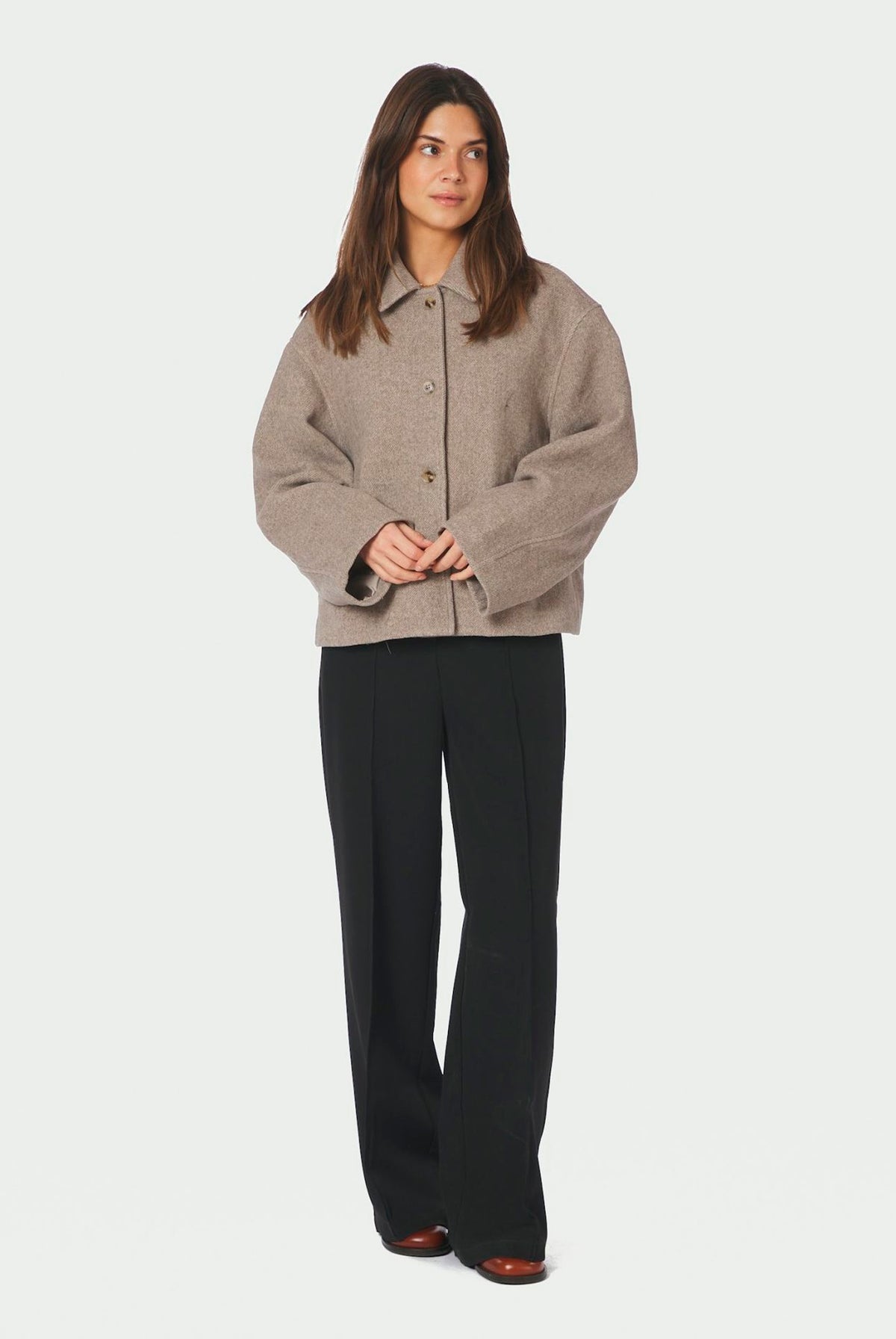 Hamra Herringbone Twill Jacket BEIGE MELANGE - 168855