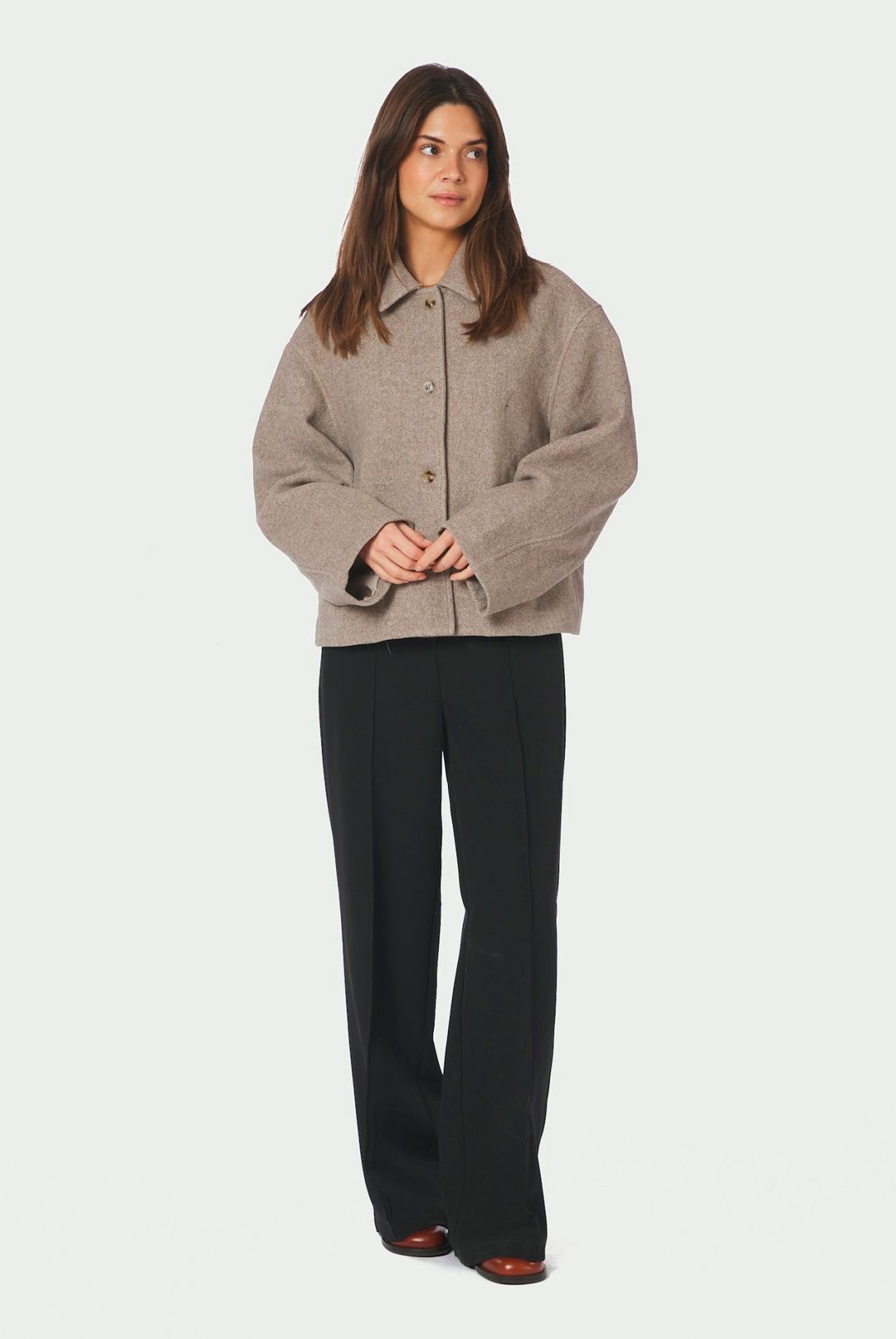 Hamra Herringbone Twill Jacket BEIGE MELANGE - 168855