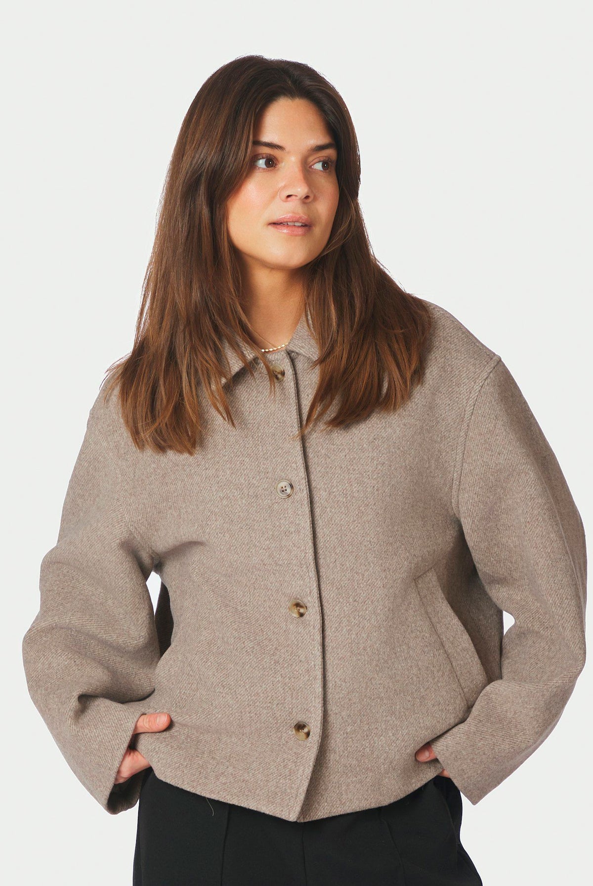 Hamra Herringbone Twill Jacket BEIGE MELANGE - 168855