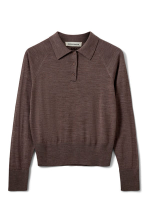 SELENESW KNIT POLO 7071 Brown melange - SNOS761