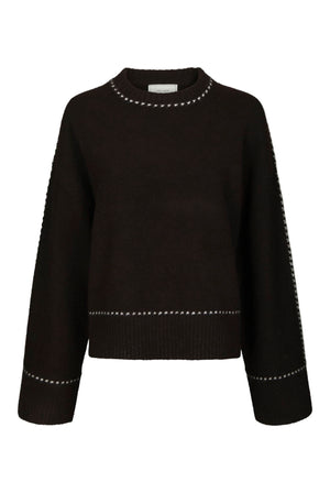 Roeme Knit Stitch Blouse Dark brown - 164818