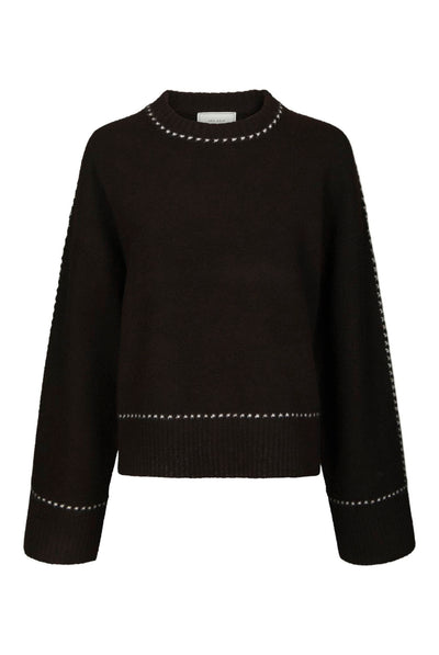 Roeme Knit Stitch Blouse Dark brown - 164818 Thumbnail