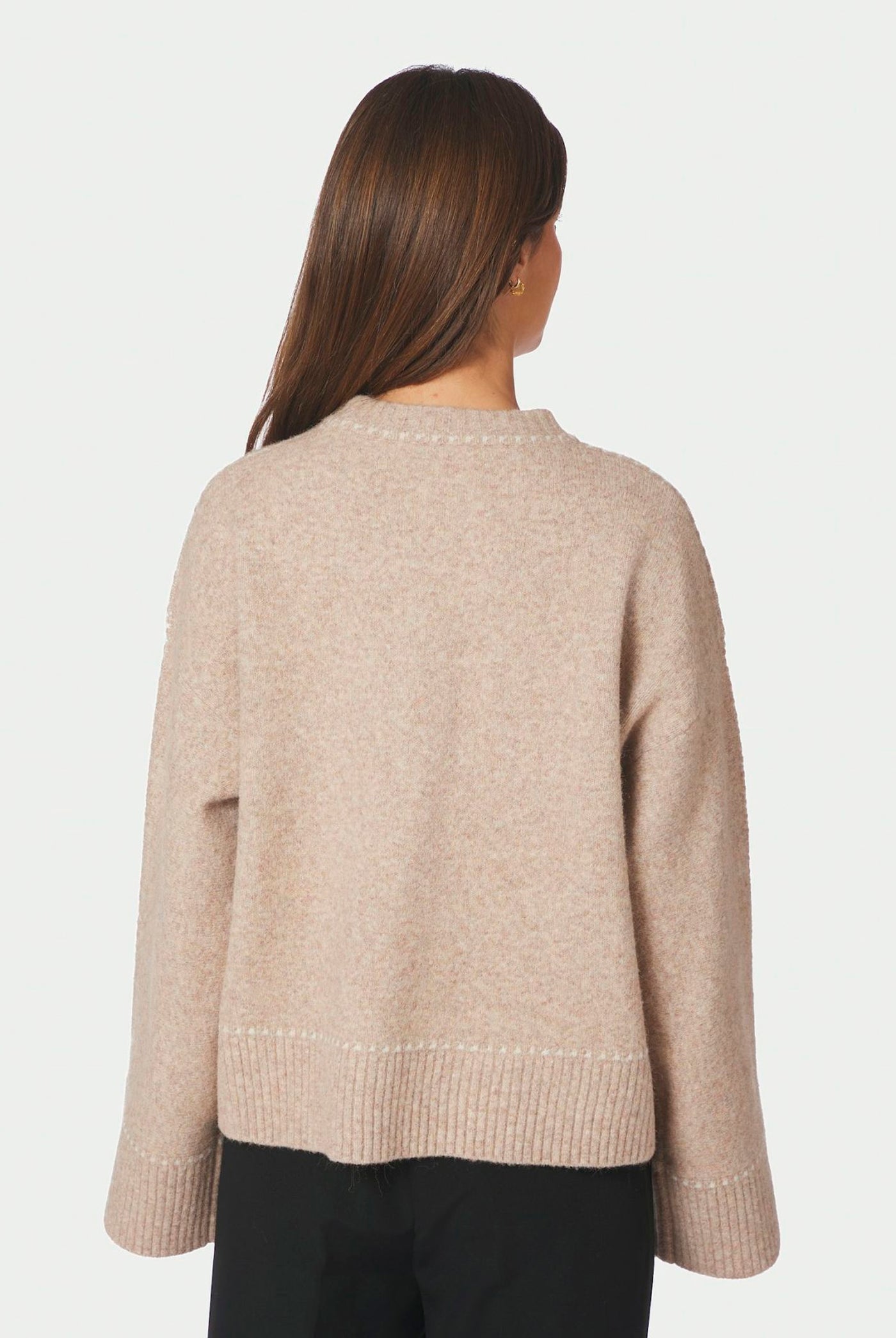 Roeme Knit Stitch Blouse BEIGE MELANGE - 164818
