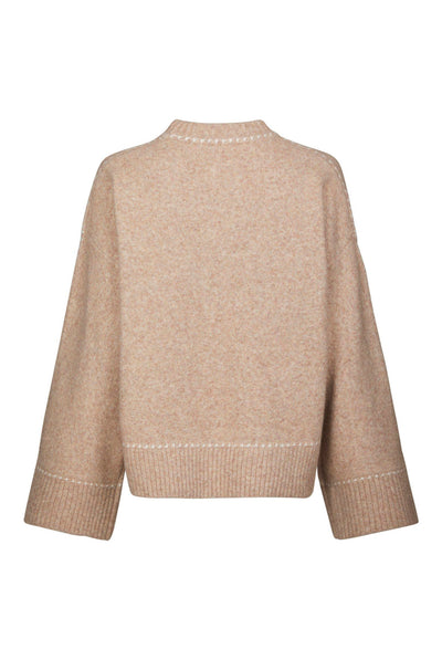 Roeme Knit Stitch Blouse BEIGE MELANGE - 164818 Thumbnail