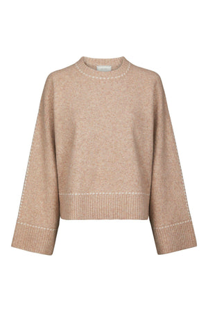 Roeme Knit Stitch Blouse BEIGE MELANGE - 164818
