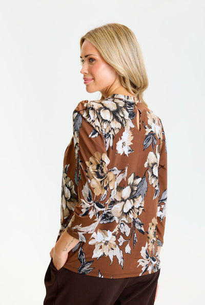 Grazia blouse 3/4 sleeves Brown - 17327 Thumbnail
