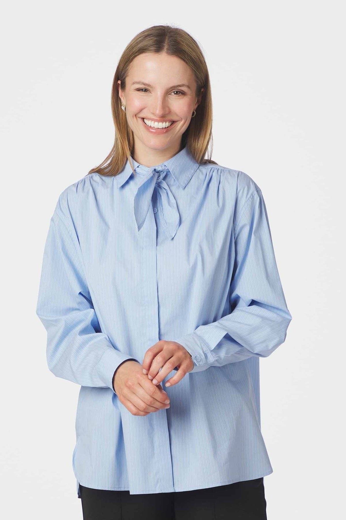 Rochelle Scarf Fine Stripe Shi Light Blue - 170095