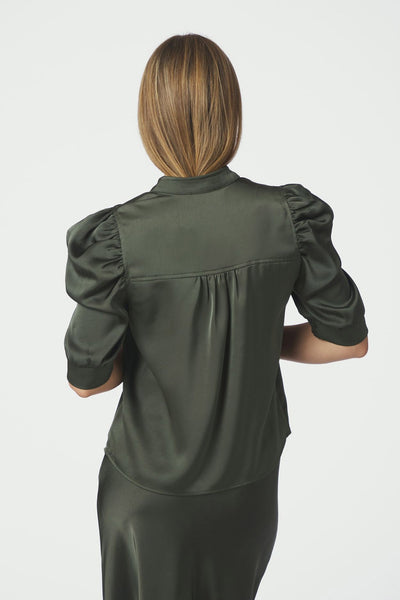 Roella Heavy Sateen Blouse DEEP GREEN - 162590 Thumbnail