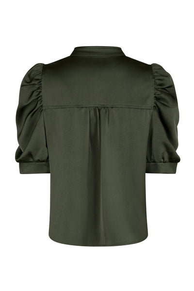 Roella Heavy Sateen Blouse DEEP GREEN - 162590 Thumbnail