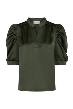 Roella Heavy Sateen Blouse DEEP GREEN - 162590