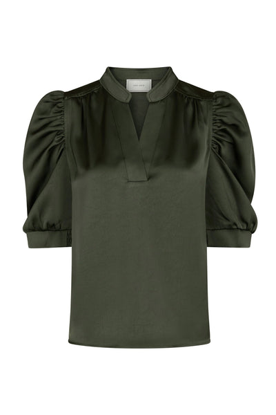 Roella Heavy Sateen Blouse DEEP GREEN - 162590 Thumbnail