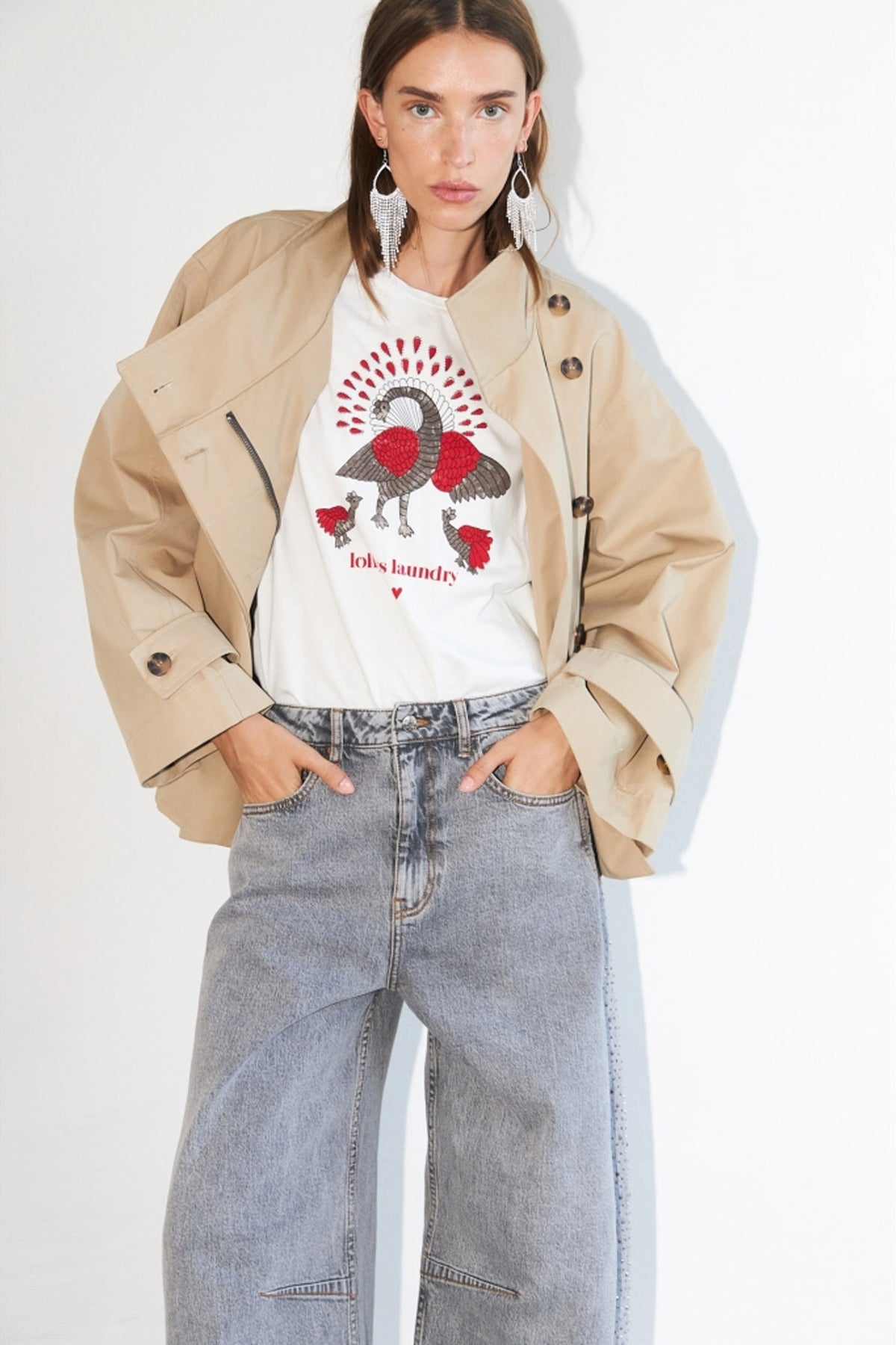 Romall Peacock Tee Ss White - 26103-1002
