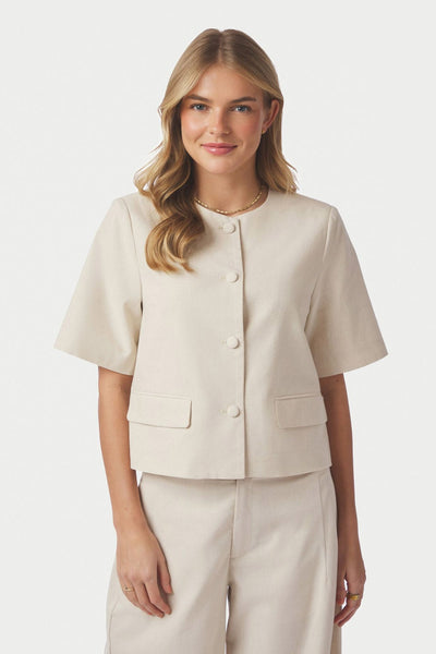 Rory Linen Blouse Creme - 169243 Thumbnail