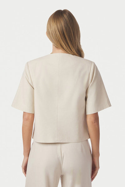 Rory Linen Blouse Creme - 169243 Thumbnail