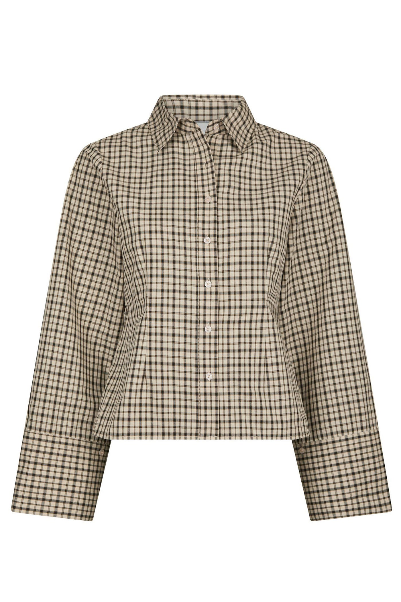 Rosa Checked Shirt Beige - 167289