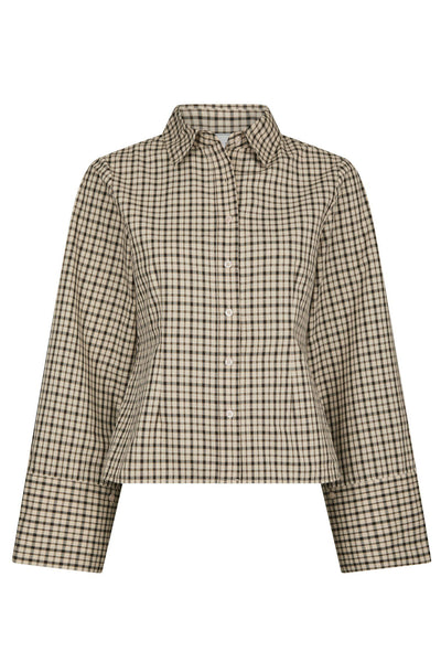 Rosa Checked Shirt Beige - 167289 Thumbnail