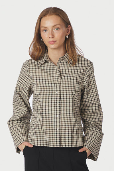 Rosa Checked Shirt Beige - 167289 Thumbnail
