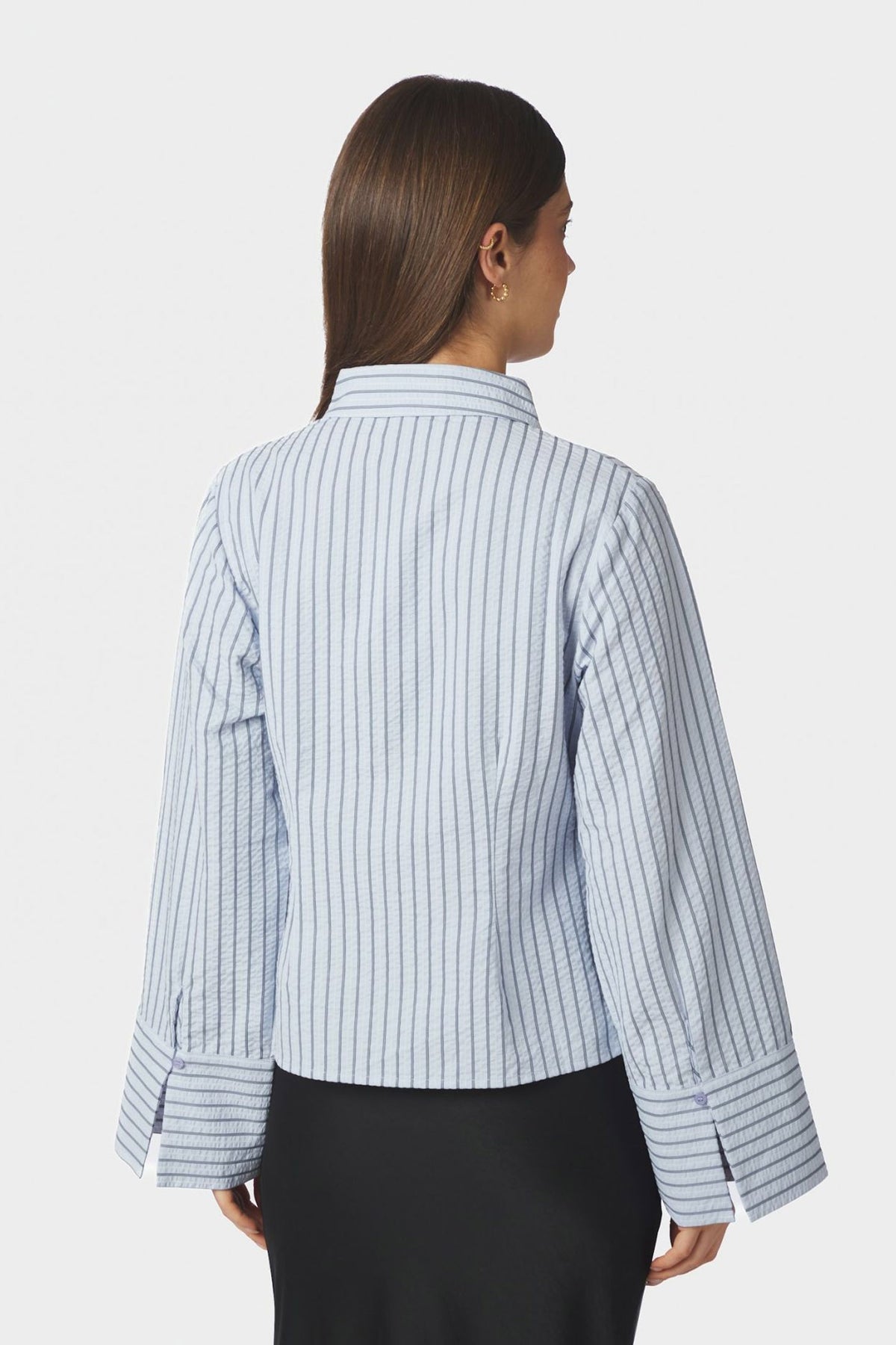 Rosa Striped Crepe Shirt Blue - 169301