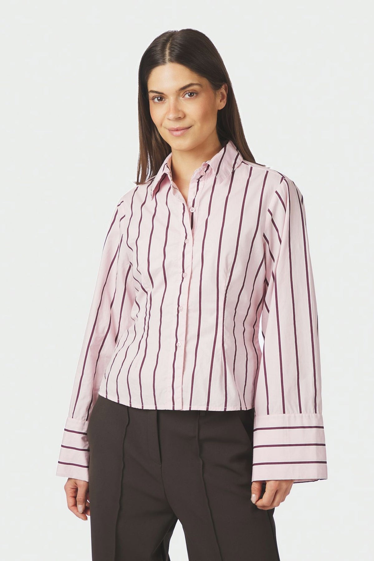Rosa Wide Stripe Shirt LIGHT PINK - 169704