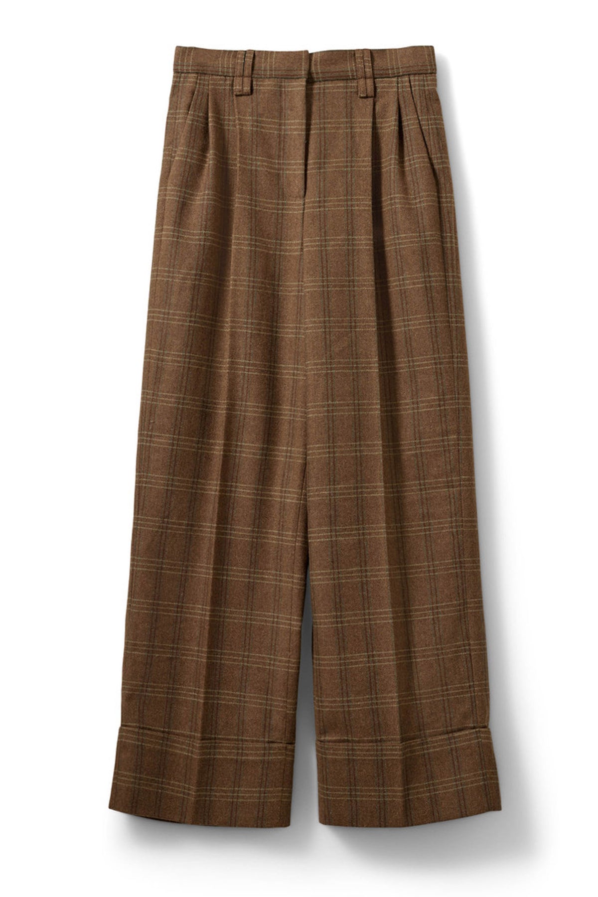 Rosanasw Checked Wide Leg Trou Maple Brown Check - S263211
