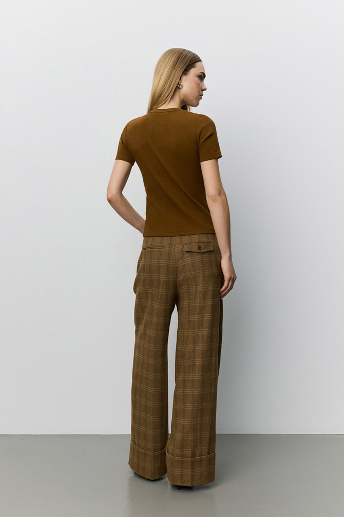 Rosanasw Checked Wide Leg Trou Maple Brown Check - S263211