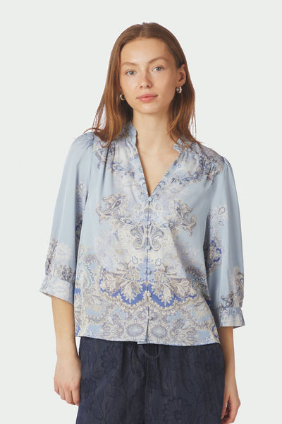 Roselle Artist Paisley Blouse Light Blue - 165558 Thumbnail