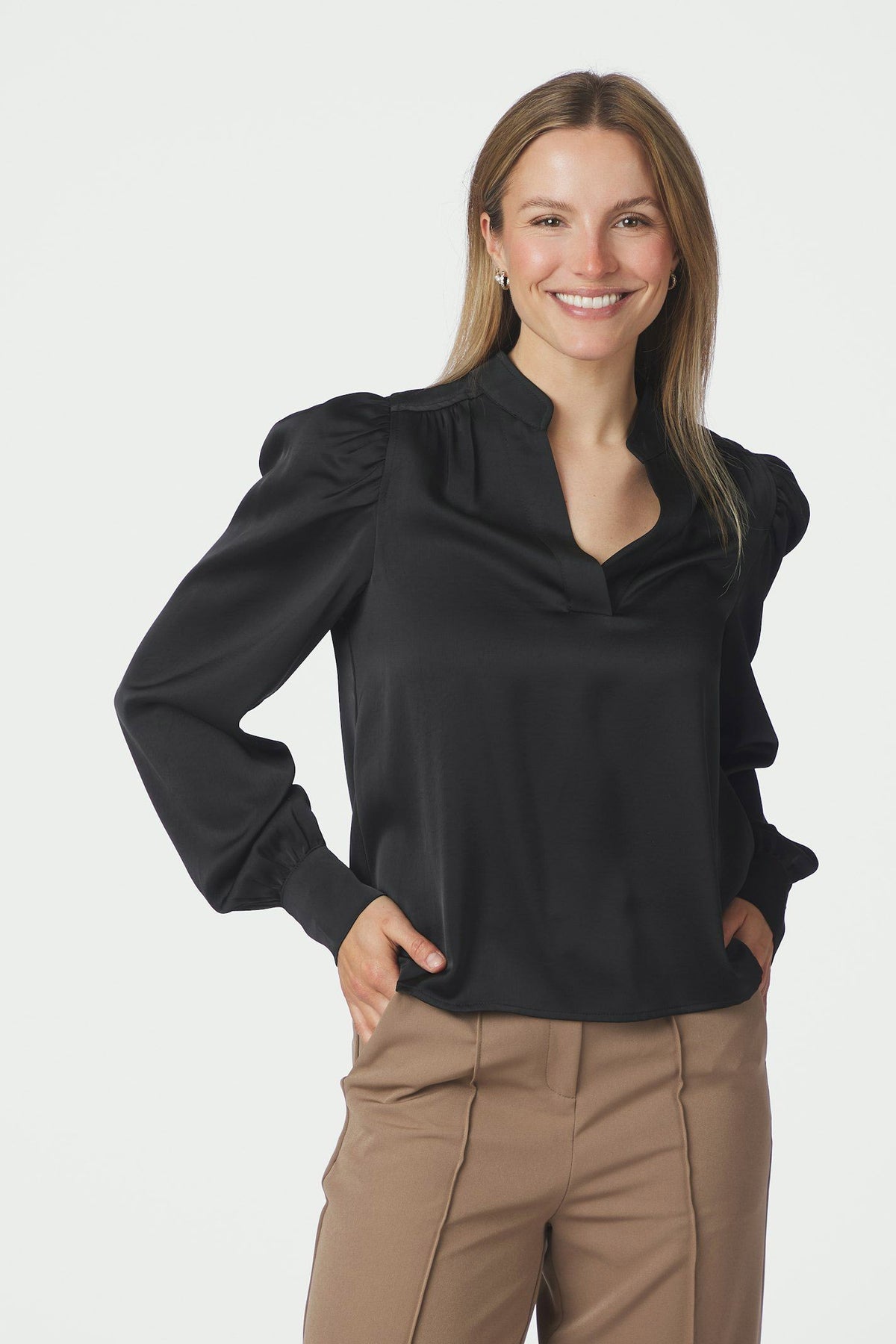 Rosslyn Heavy Sateen Blouse Black - 163769