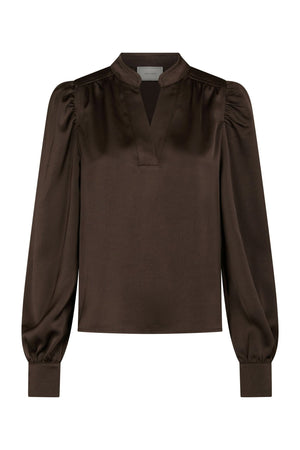 Rosslyn Heavy Sateen Blouse Dark brown - 163769