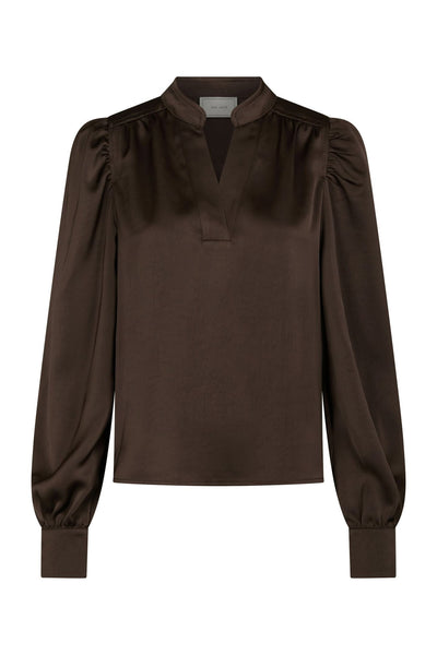 Rosslyn Heavy Sateen Blouse Dark brown - 163769 Thumbnail