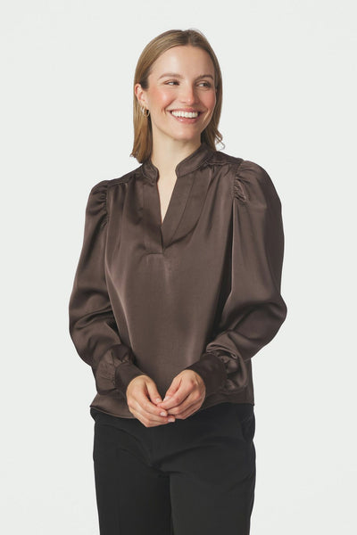 Rosslyn Heavy Sateen Blouse Dark brown - 163769 Thumbnail