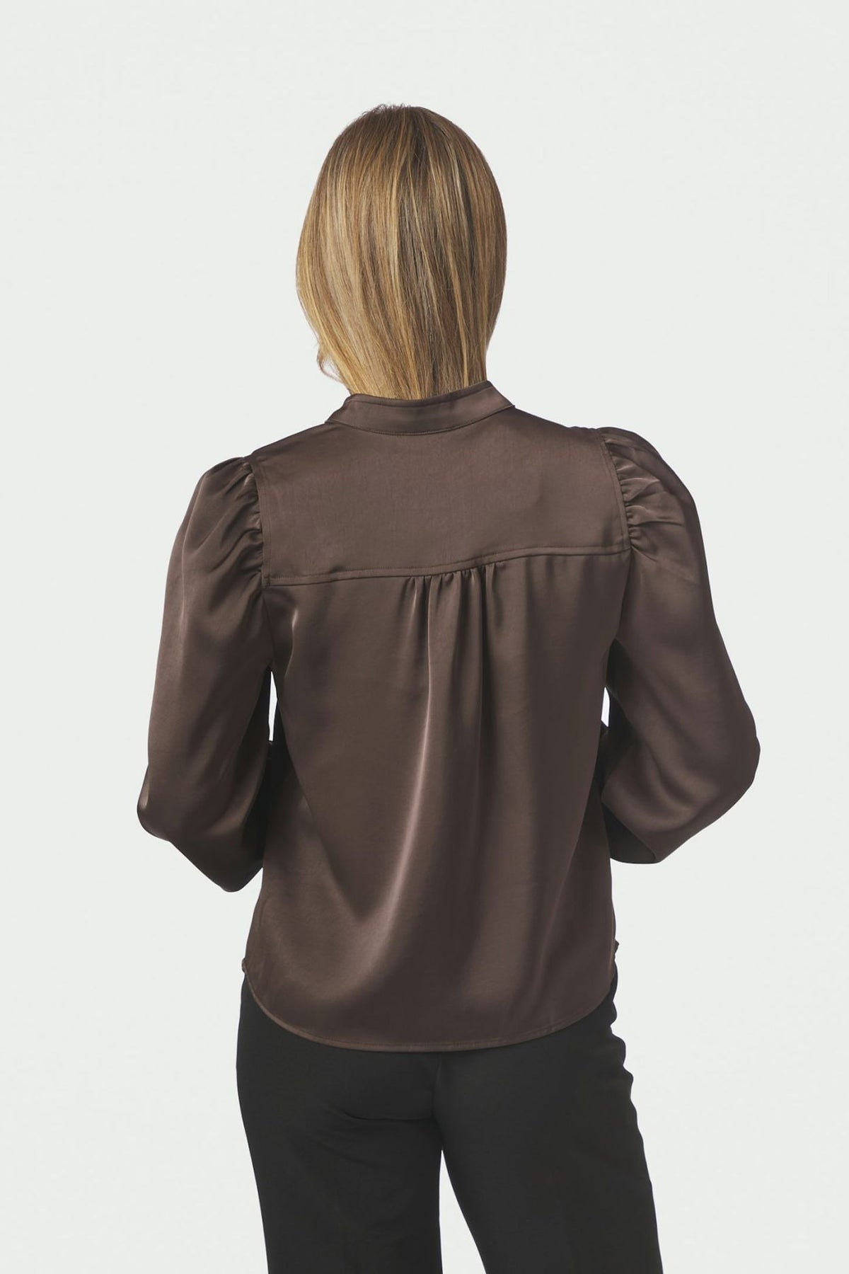 Rosslyn Heavy Sateen Blouse Dark brown - 163769