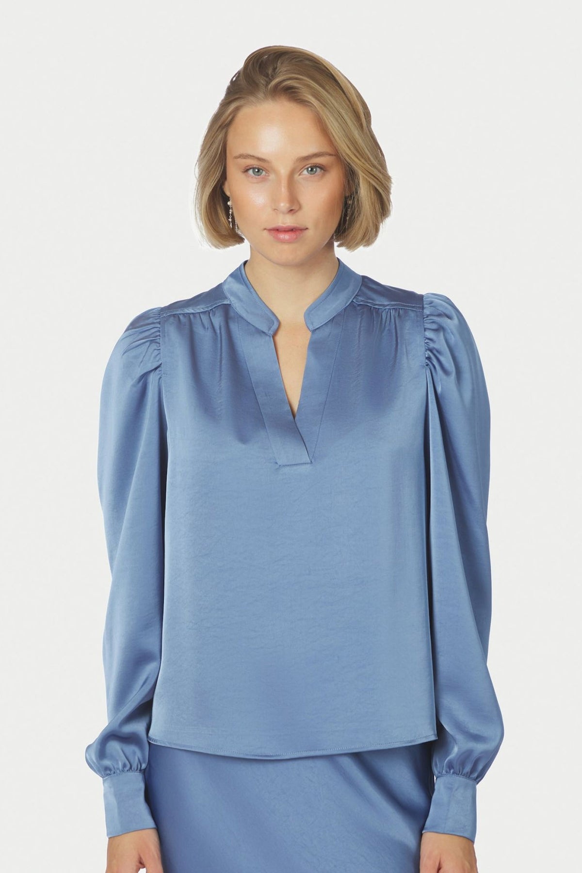 Rosslyn Heavy Sateen Blouse Smoke Blue - 163769