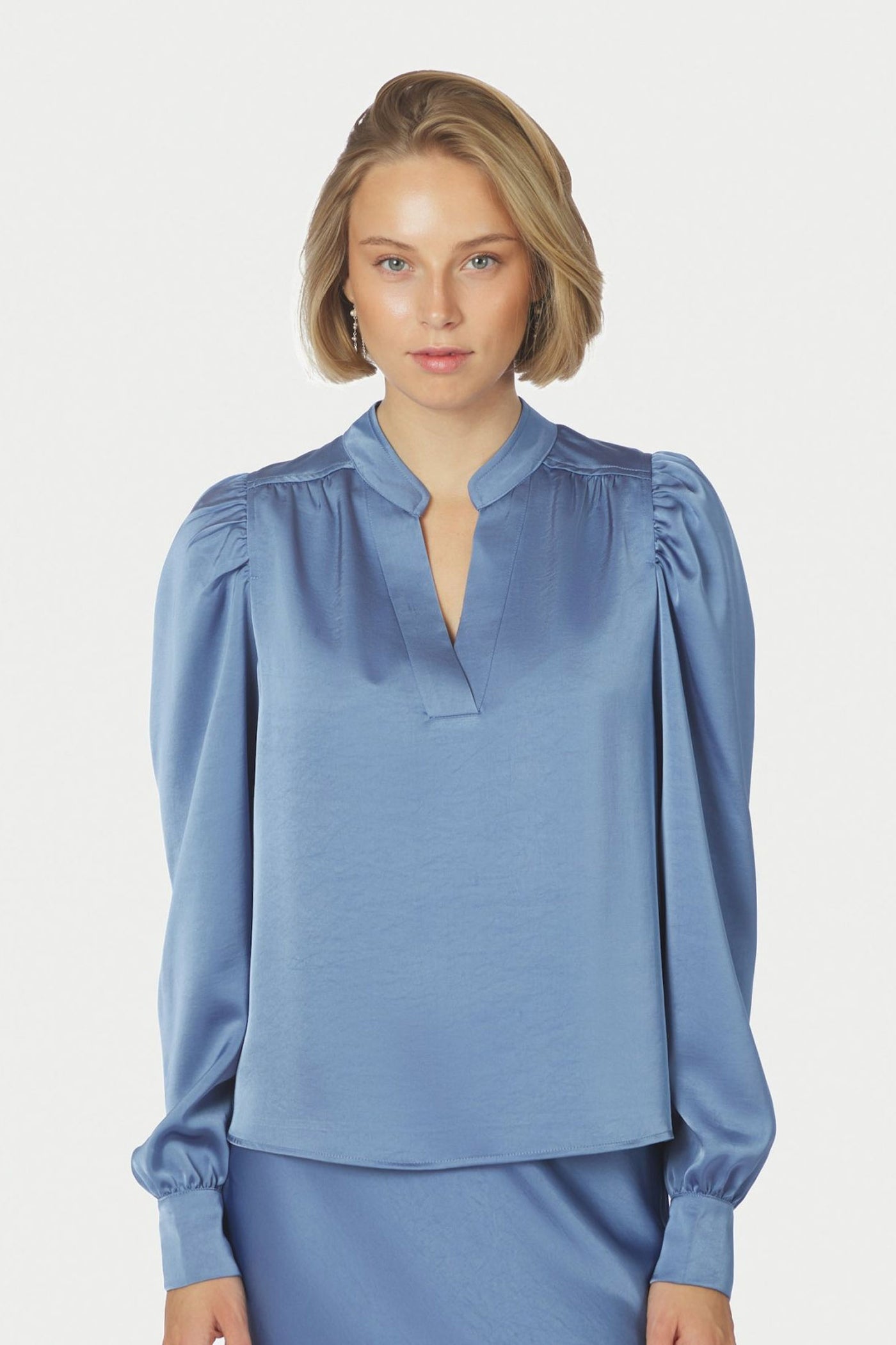 Rosslyn Heavy Sateen Blouse Smoke Blue - 163769