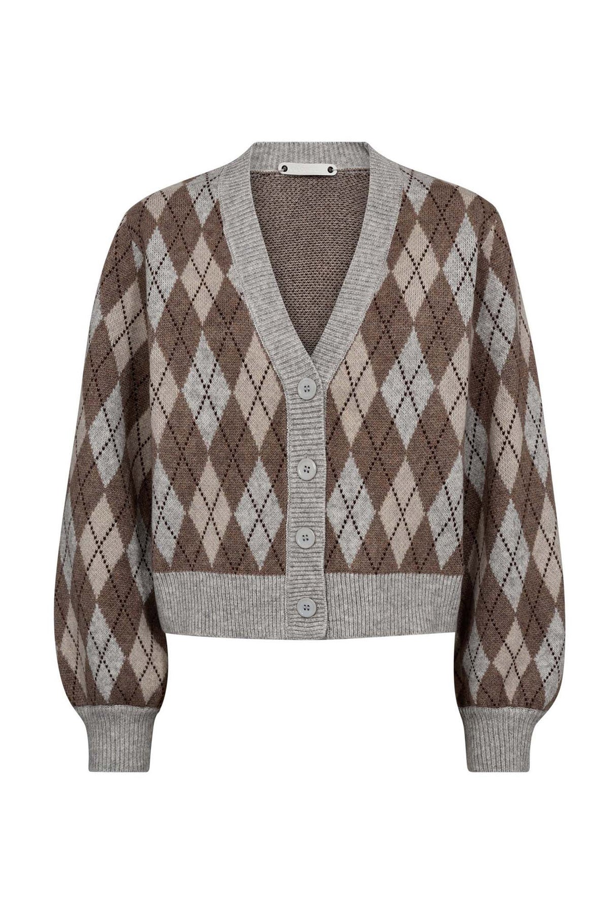 RowCC Check Cardigan 154-Walnut - 32212