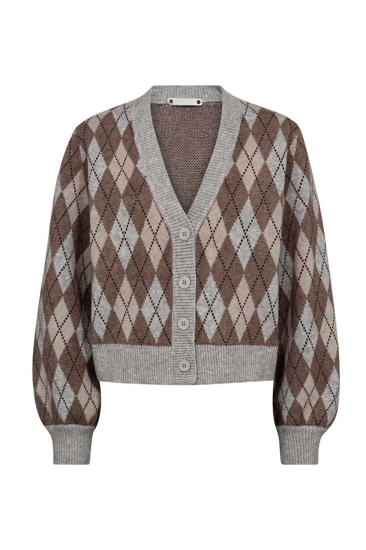 RowCC Check Cardigan 154-Walnut - 32212