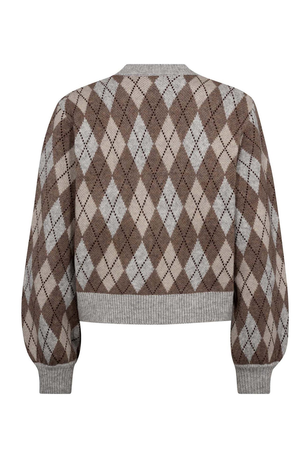 RowCC Check Cardigan 154-Walnut - 32212