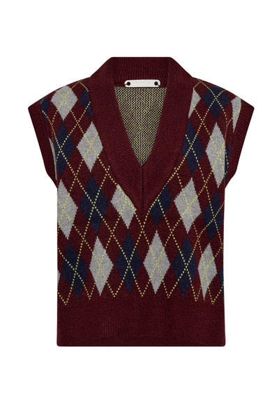 RowCC Check Vest 87-Winered - 32213 Thumbnail