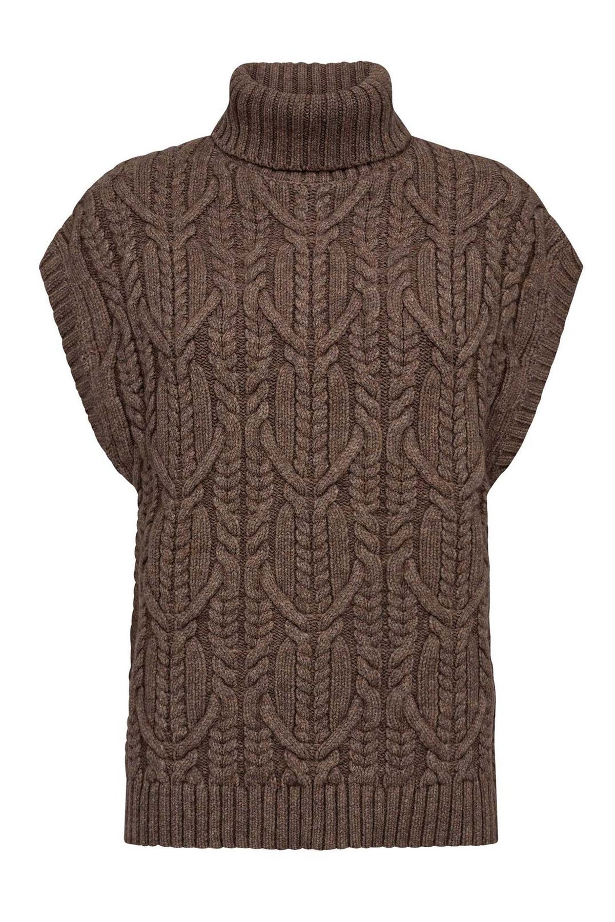 RowCC Oversize Cable Knit Vest 154-Walnut - 32222