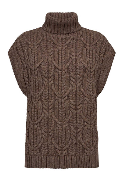 RowCC Oversize Cable Knit Vest 154-Walnut - 32222 Thumbnail