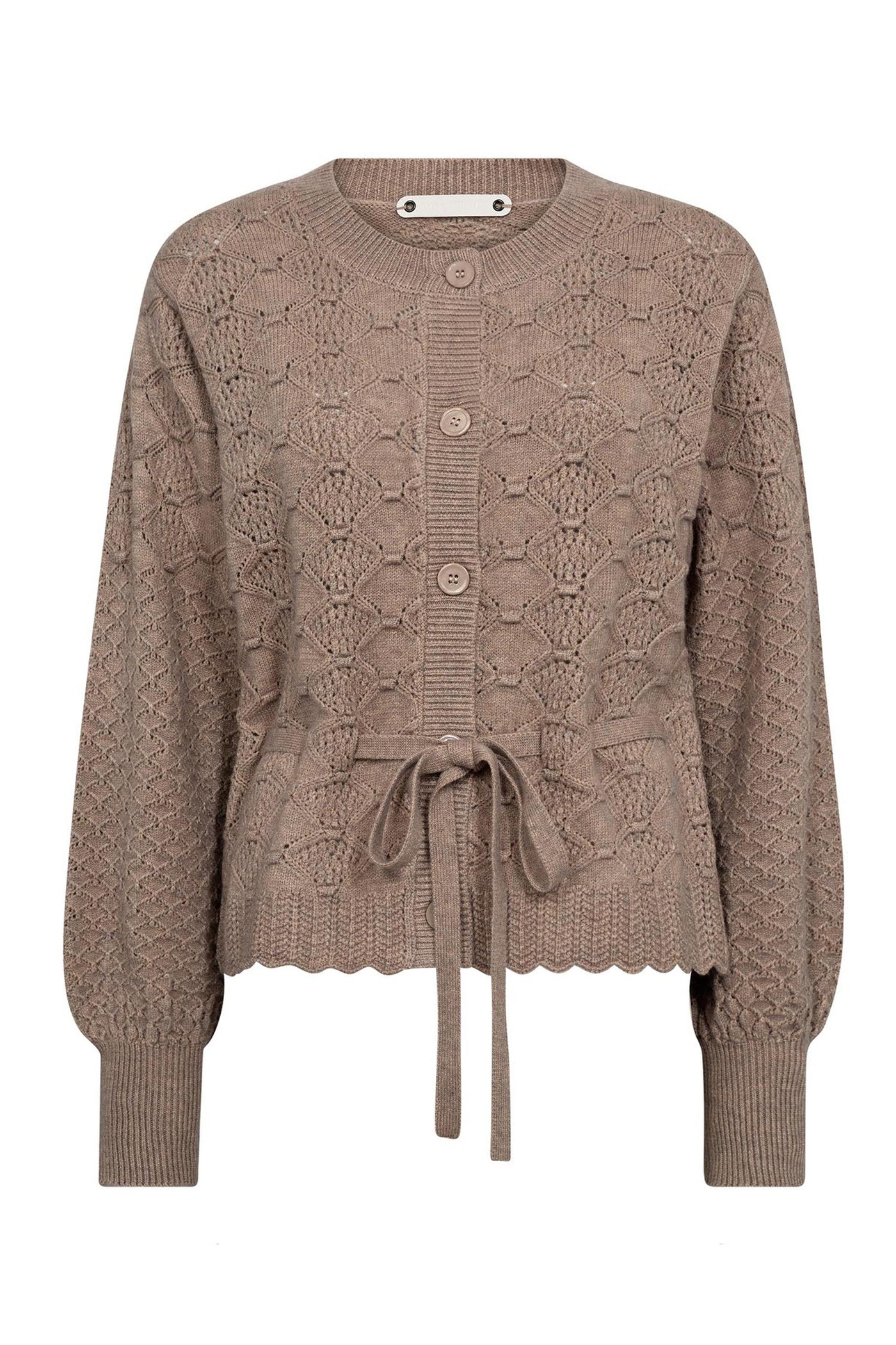 RowCC Pointelle Tie Cardigan 127-Champagne - 32241