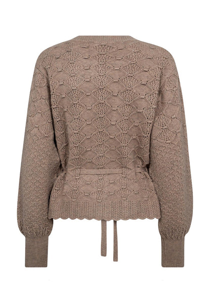 RowCC Pointelle Tie Cardigan 127-Champagne - 32241 Thumbnail