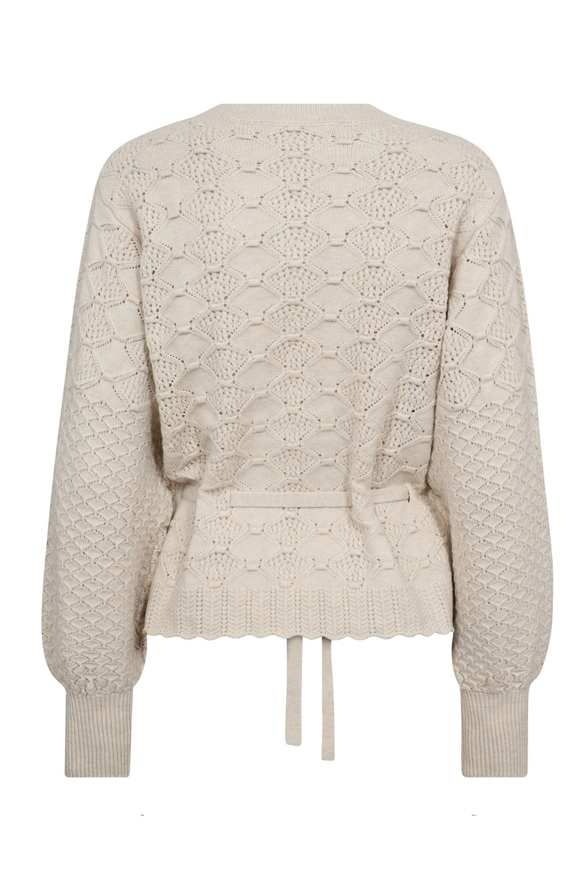 RowCC Pointelle Tie Cardigan 4021-Ivory - 32241