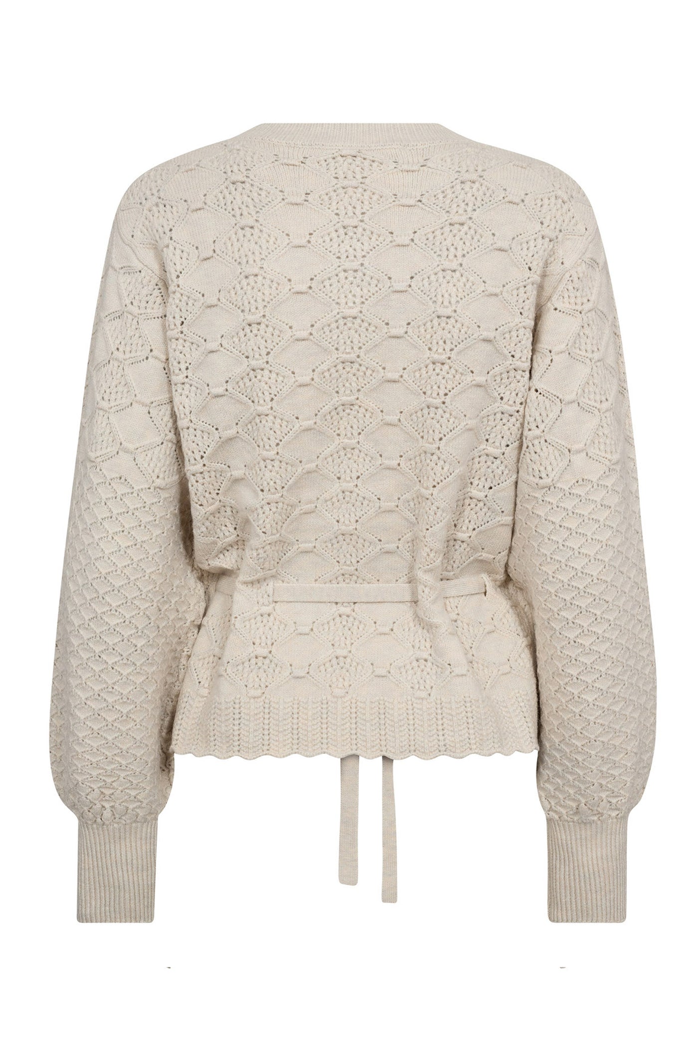 RowCC Pointelle Tie Cardigan 4021-Ivory - 32241