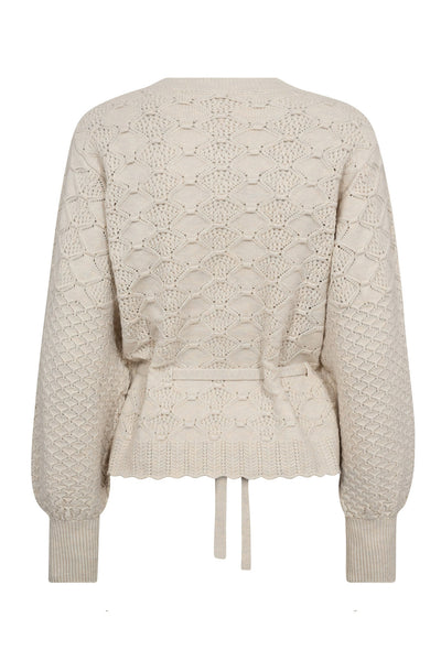 RowCC Pointelle Tie Cardigan 4021-Ivory - 32241 Thumbnail