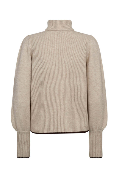 RowCC Puff Rib Roll Neck 100-Creme - 32209 Thumbnail