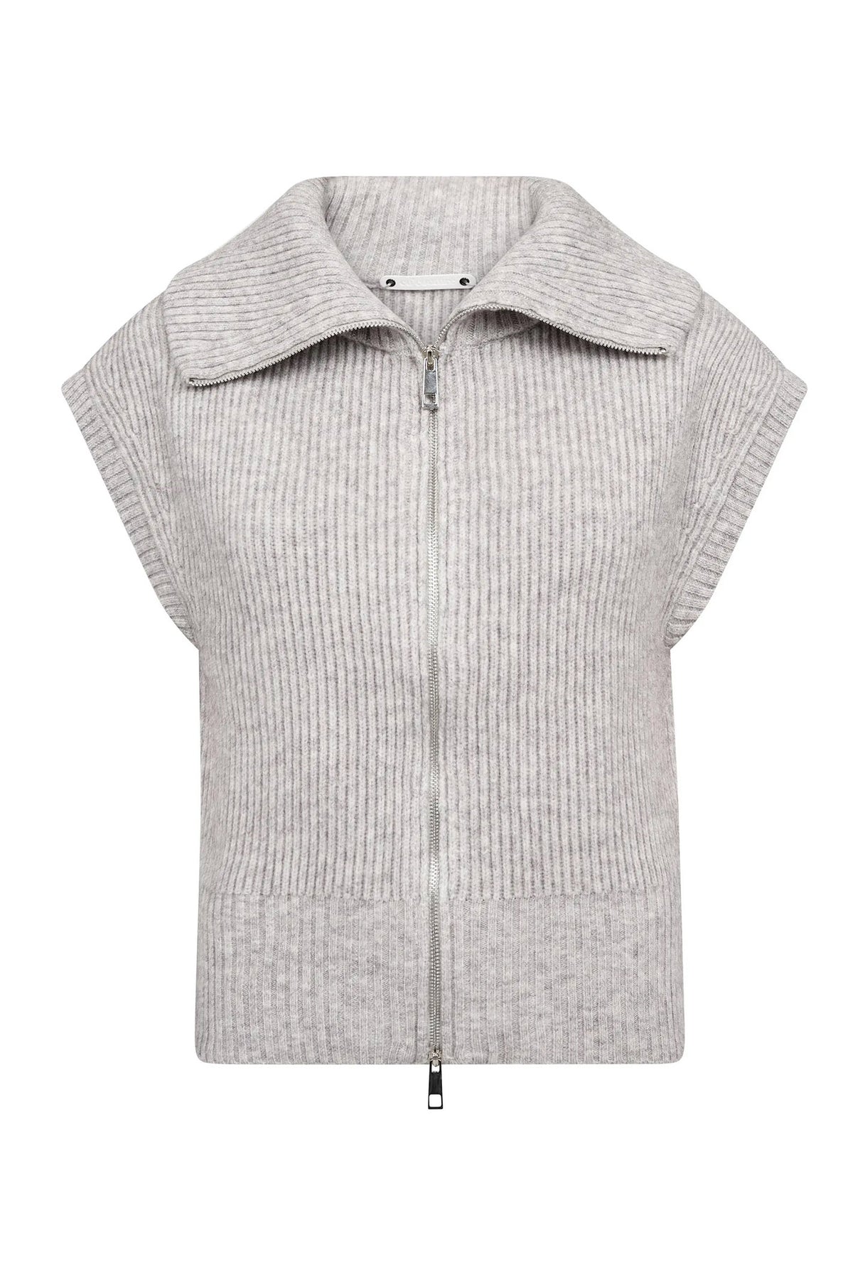 RowCC Zip Knit Vest 65006-Grey Melange - 500028