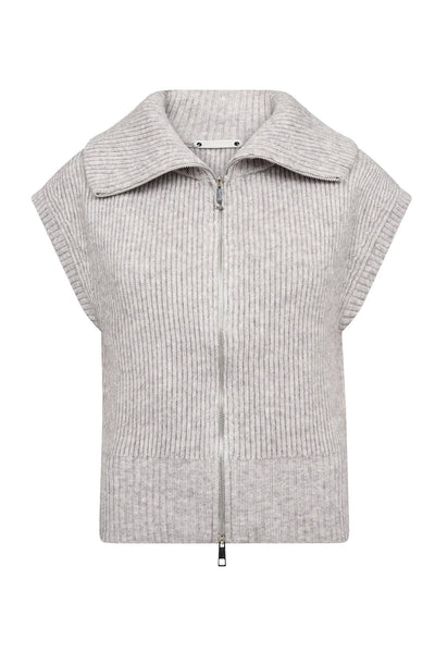 RowCC Zip Knit Vest 65006-Grey Melange - 500028 Thumbnail