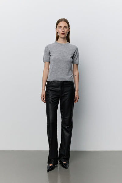 SORELLASW SHORT SLEEVE KNIT BL 8000 Grey Melange - SNOS762 Thumbnail