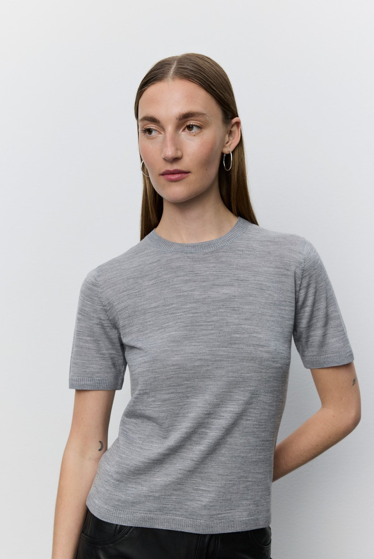 SORELLASW SHORT SLEEVE KNIT BL 8000 Grey Melange - SNOS762