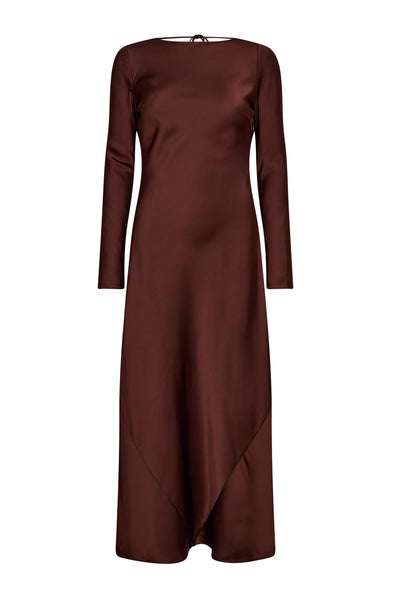 SafiraCC Waterfall Back Dress 145-Dark Brown - 36564 Thumbnail